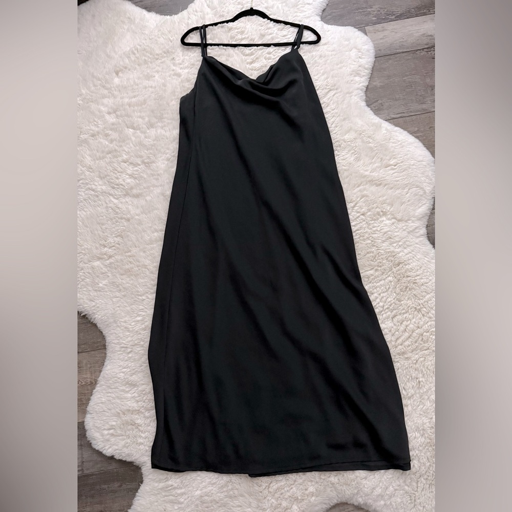Abercrombie & Fitch Black Scoop Neck Spaghetti Strap Slip Dress Size XL Petite